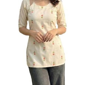 ANNI Designer Short Kurti for Women Latest Viscose Blend Printed Ethnic Tunic | Stylish Kurti Tops with Jeans Styling | Casual Office Wear | Trendy Indian Fashion for Woman