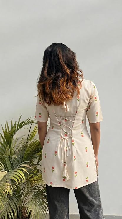 ANNI Designer Short Kurti for Women Latest Viscose Blend Printed Ethnic Tunic | Stylish Kurti Tops with Jeans Styling | Casual Office Wear | Trendy Indian Fashion for Woman - Image 2